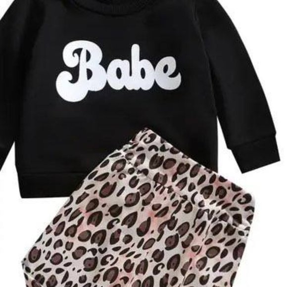 NEW Girl's Leopard Print Babe Pants Outfit - Picture 2 of 3